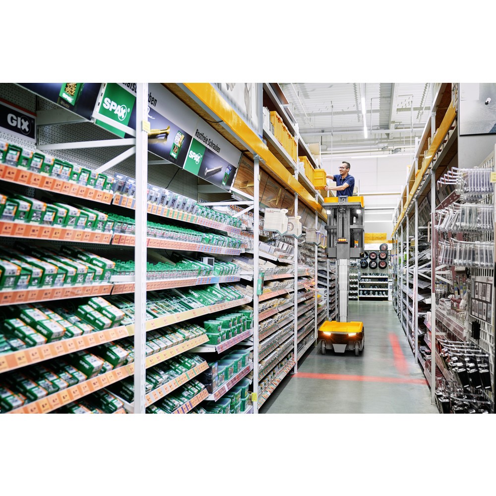 Produktabbildung Nr. 10: Jungheinrich Kleinteile-Kommissionierer EKM 202, elektrische Ladeplattform, Türverriegelung, Warnton heben/senken, Blinklichter