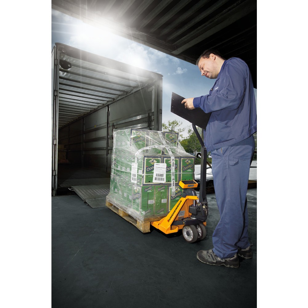 Produktabbildung Nr. 5: Jungheinrich Hubwagen mit Waage AMW 22 mit Basisanzeige, Tragfähigkeit 2.200 kg, Vollgummi/Polyurethan, Tandemrollen