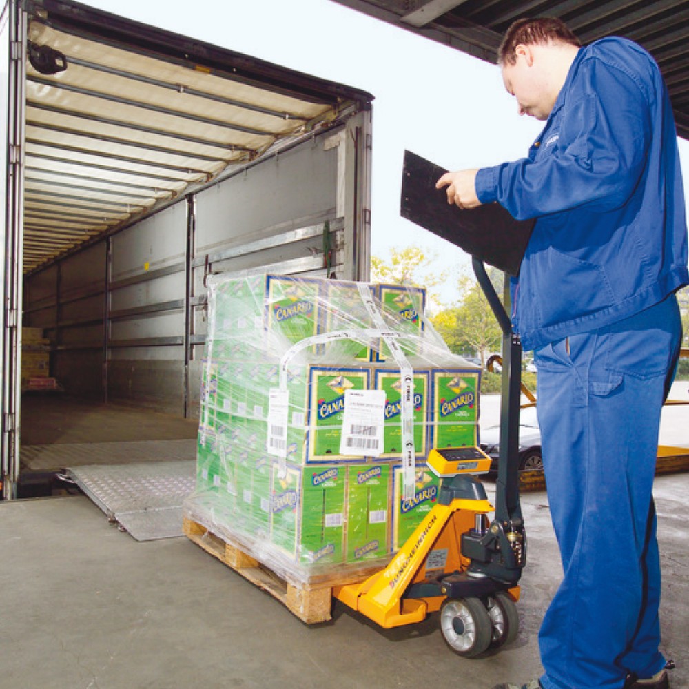 Produktabbildung Nr. 3: Jungheinrich Hubwagen mit Waage AMW 22 mit Basisanzeige, Tragfähigkeit 2.200 kg, Vollgummi/Polyurethan, Tandemrollen