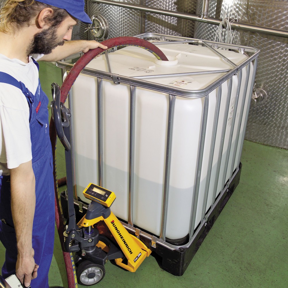 Produktabbildung Nr. 4: Jungheinrich Hubwagen mit Waage AMW 22 mit Basisanzeige, Tragfähigkeit 2.200 kg, Vollgummi/Polyurethan, Tandemrollen