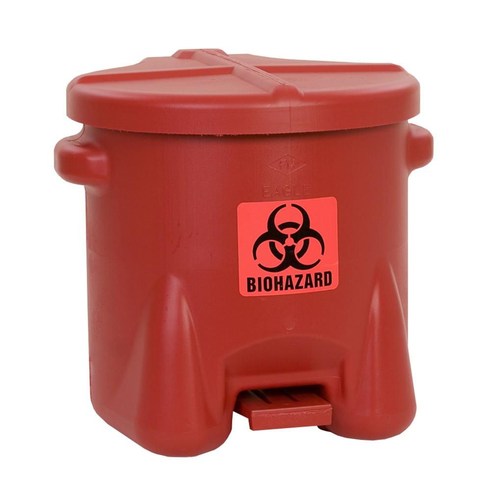Produktabbildung: Justrite® Abfalleimer Eagle, biogefährdende Stoffe, HDPE, 22,8 Liter, rot