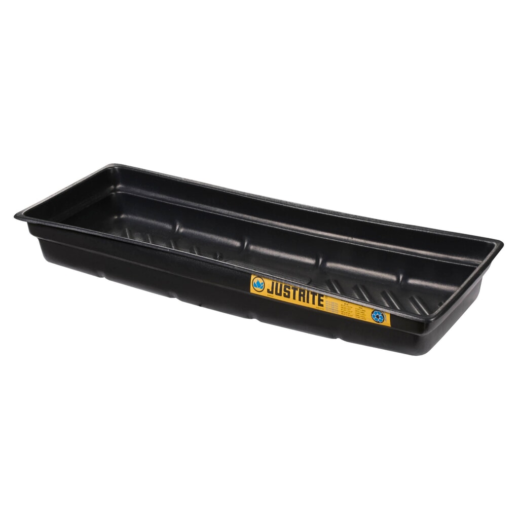 Justrite® Mini-Auffangwanne aus PE, rutschfester Rippenboden, Innenmaße 117 x 41 cm, Kapazität 45 l Produktabbildung: Justrite® Mini-Auffangwanne aus PE, rutschfester Rippenboden, Innenmaße 117 x 41 cm, Kapazität 45 l