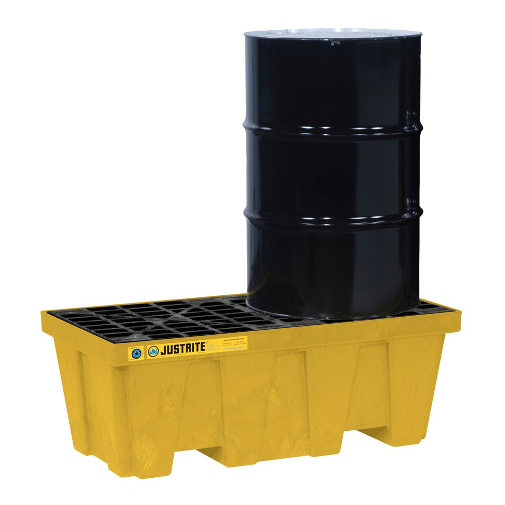 Produktabbildung: Justrite® Auffangwanne, 2x 200 l, Auffangvolumen 250 l, gelb