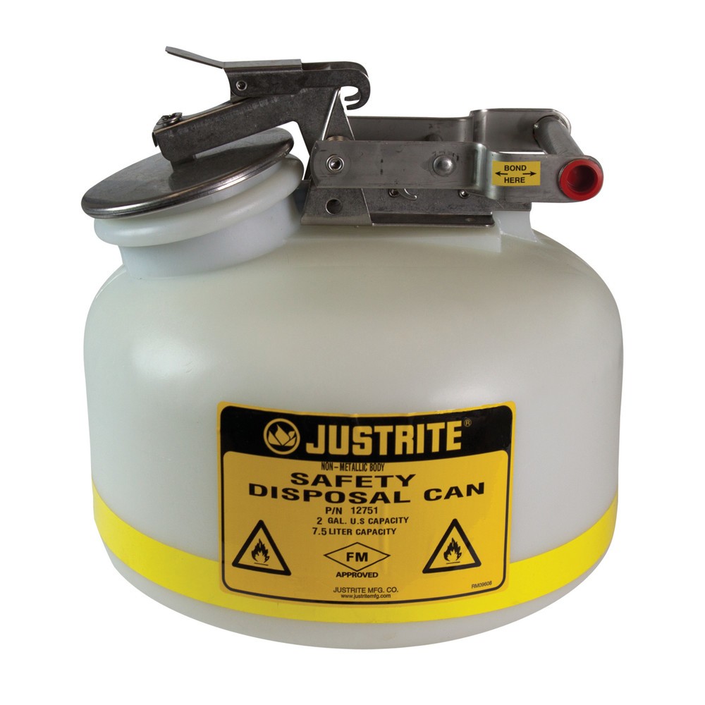 Produktabbildung: Justrite® HDPE-Entsorgungs-Sicherheitsbehälter, weiß, 7,5 Liter