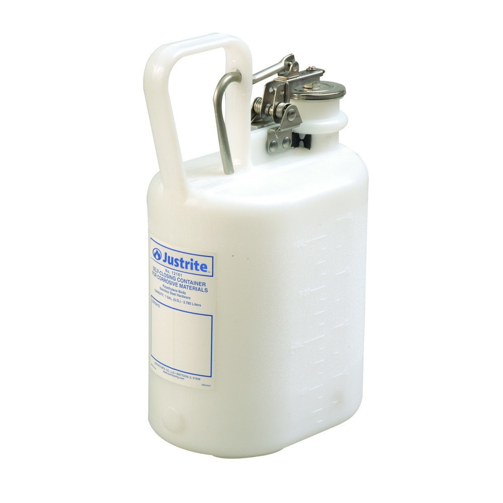 Produktabbildung: Justrite® PE-Sicherheitsbehälter für nicht brennbare, korrosive Medien, weiß, 4 Liter