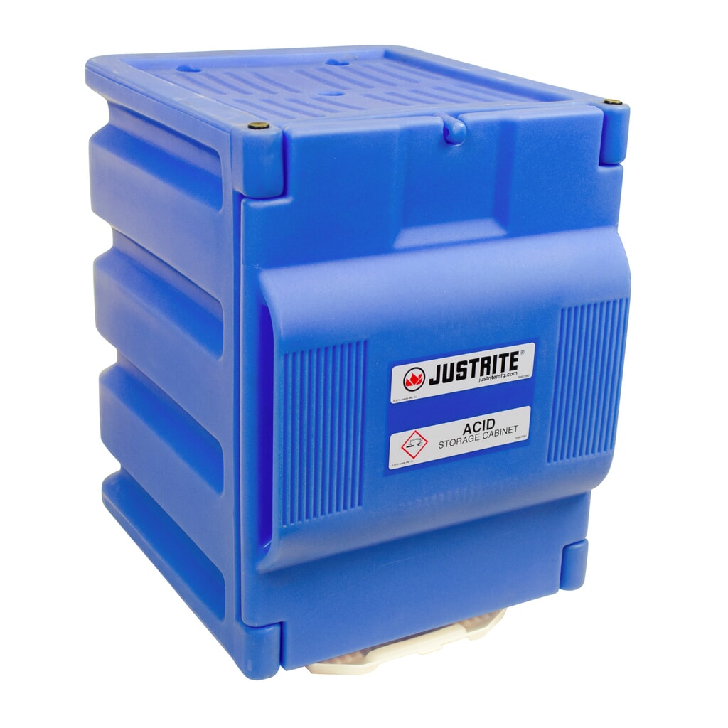 Justrite® PE-Aufsatz-Sicherheitsschrank für korrosive Chemikalien, HxBxT 500 x 360 x 440 mm, manuell schließend Produktabbildung: Justrite® PE-Aufsatz-Sicherheitsschrank für korrosive Chemikalien, HxBxT 500 x 360 x 440 mm, manuell schließend