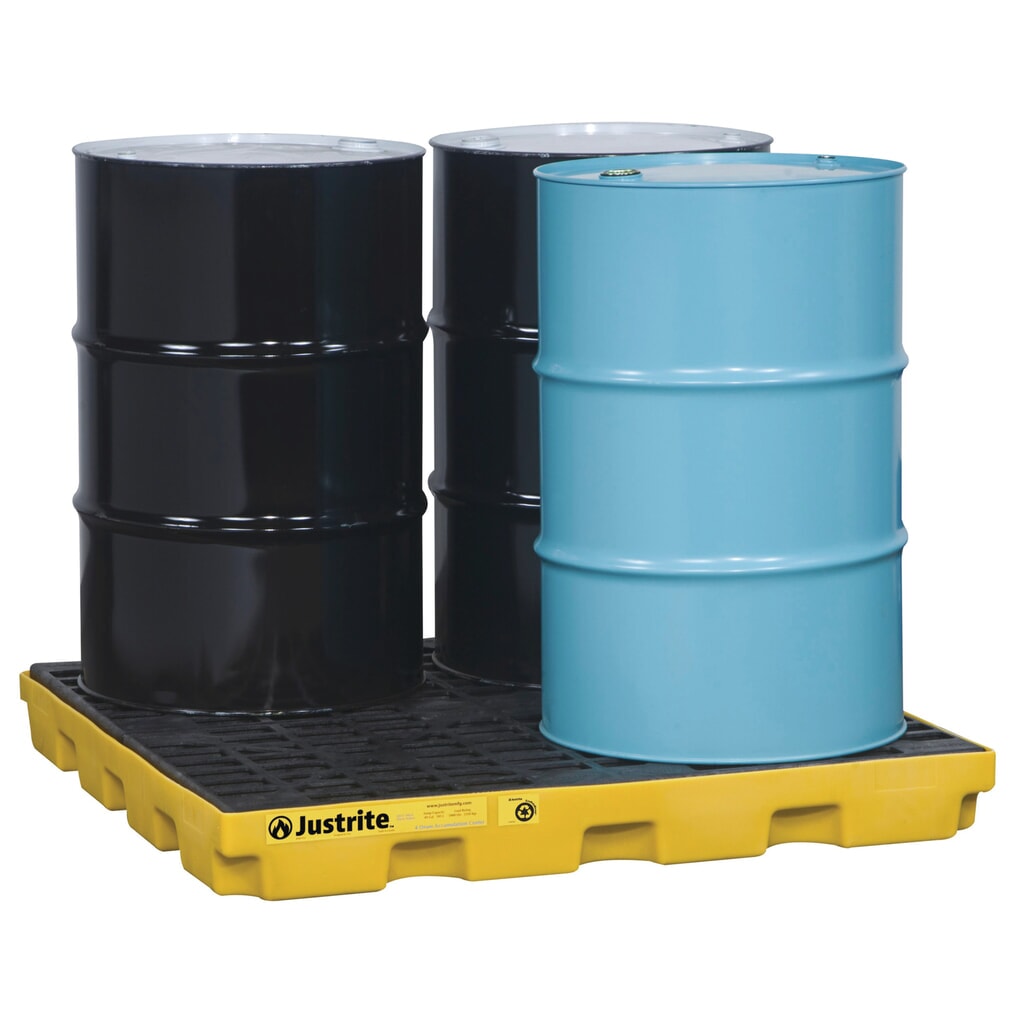 Produktabbildung Nr. 2: Justrite® Flach-Auffangwanne aus PE, 4x 200 l, Auffangvolumen 185 l, gelb
