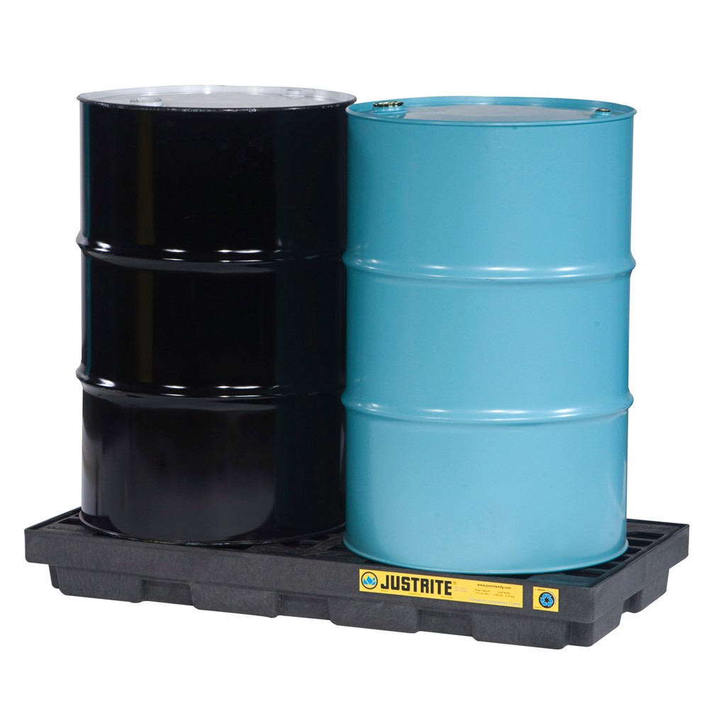 Produktabbildung: Justrite® PE-Flachwanne, 2x 200 l, Auffangvolumen 90 l, schwarz