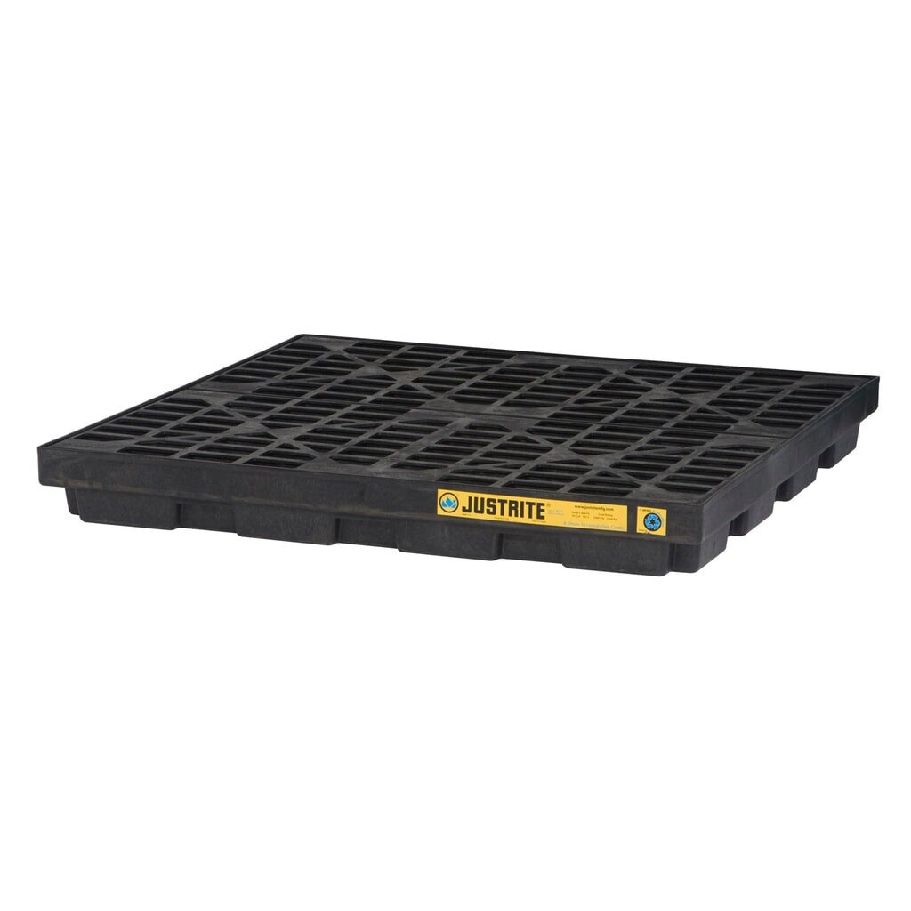 Produktabbildung: Justrite® Flach-Auffangwanne aus PE, 4x 200 l, Auffangvolumen 185 l, schwarz