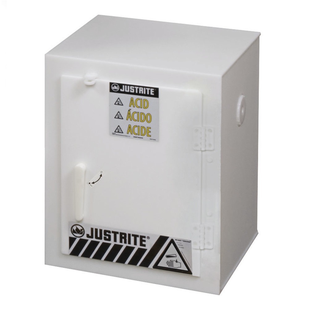 Produktabbildung: Justrite® PE-Säureschrank, HxBxT 560 x 430 x 430 mm, ohne Fachboden, manuell schließend