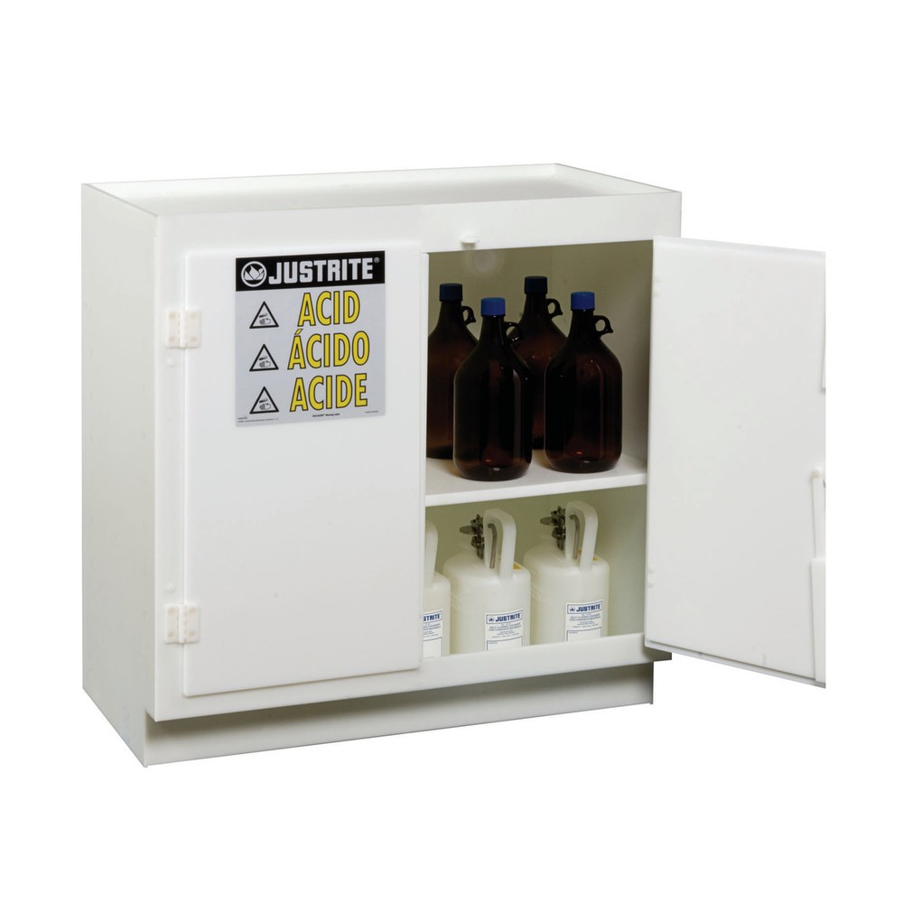 Produktabbildung Nr. 2: Justrite® PE-Säureschrank, HxBxT 930 x 910 x 550 mm, 1 Fachboden, manuell schließend