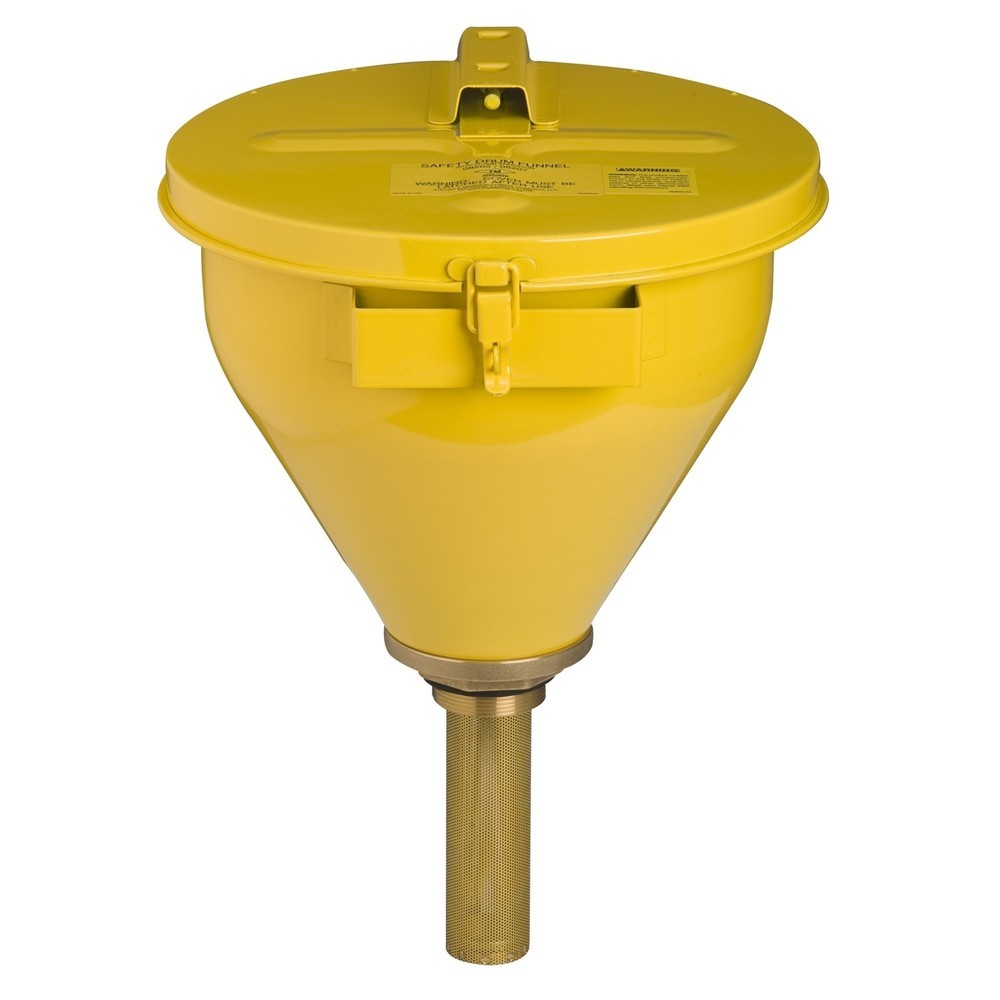 Produktabbildung: Justrite® Sicherheits-Fasstrichter, Flammensperre 150 mm, gelb