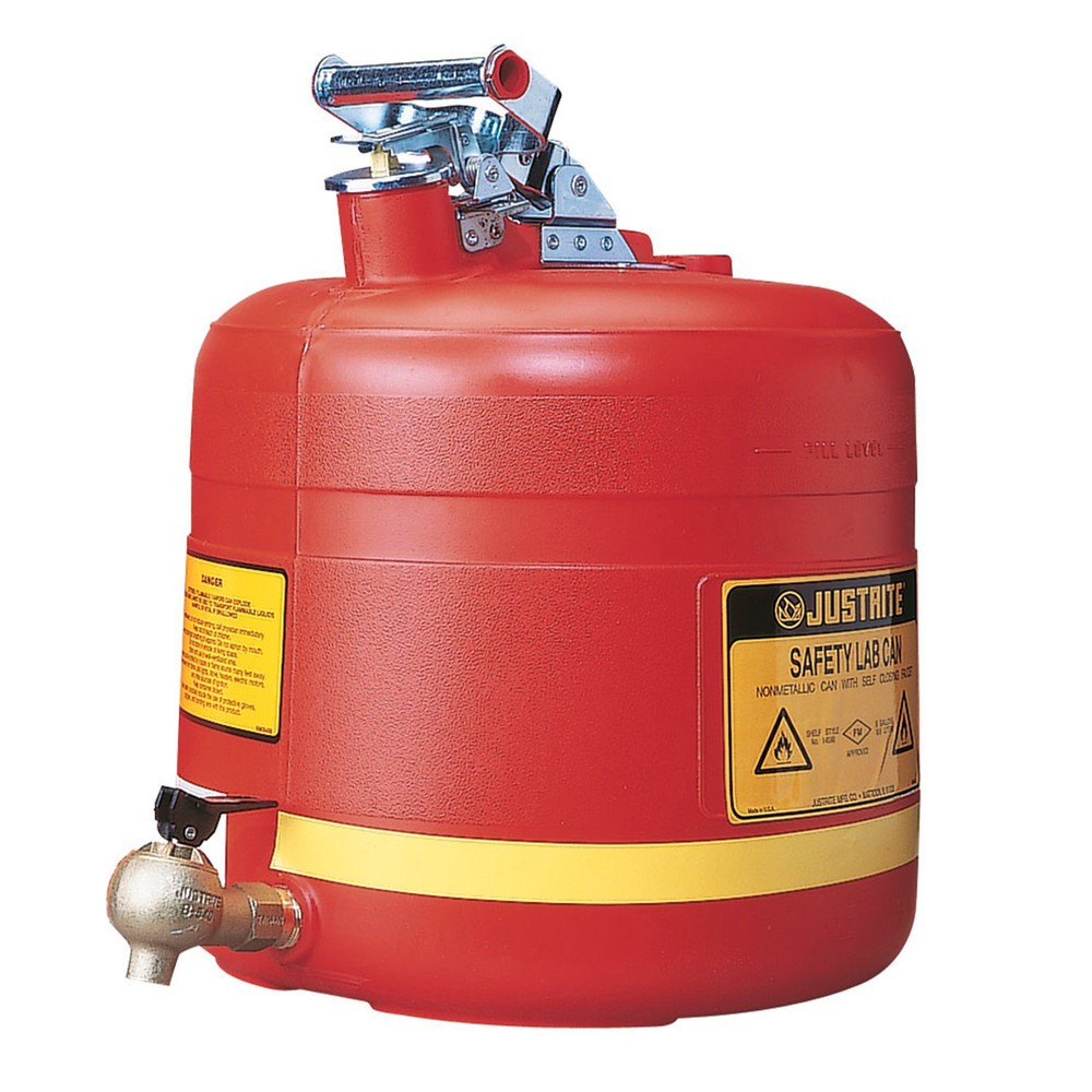 Produktabbildung: Justrite® Sicherheitsabfüllbehälter, PE, Zapfhahn, rot, 19 Liter