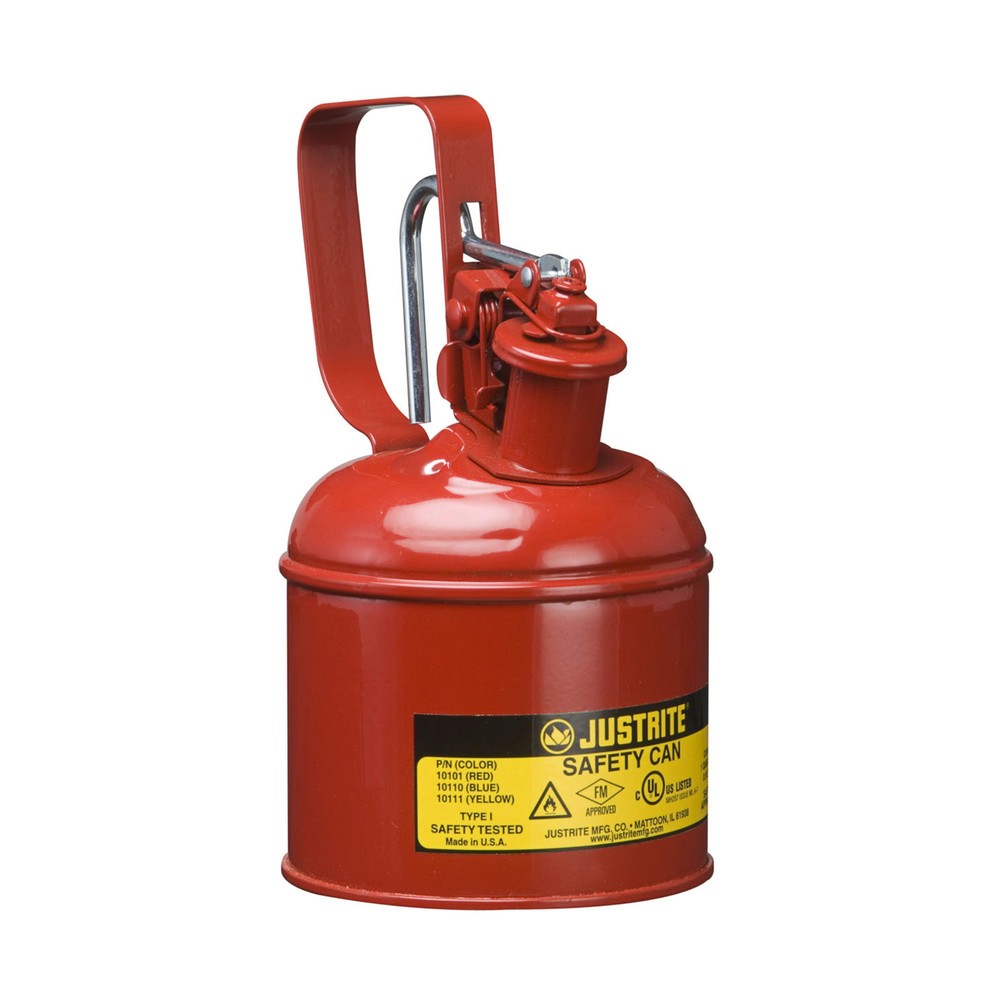 Produktabbildung: Justrite® Sicherheitsbehälter Typ I, Auslösegriff, rot, 1 Liter