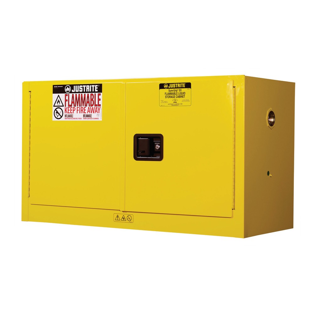 Produktabbildung: Justrite® Sicherheitsschrank Piggyback Sure-Grip® FM, HxBxT 610 x 1.090 x 460 mm, 1 Fachboden, manuell schließend