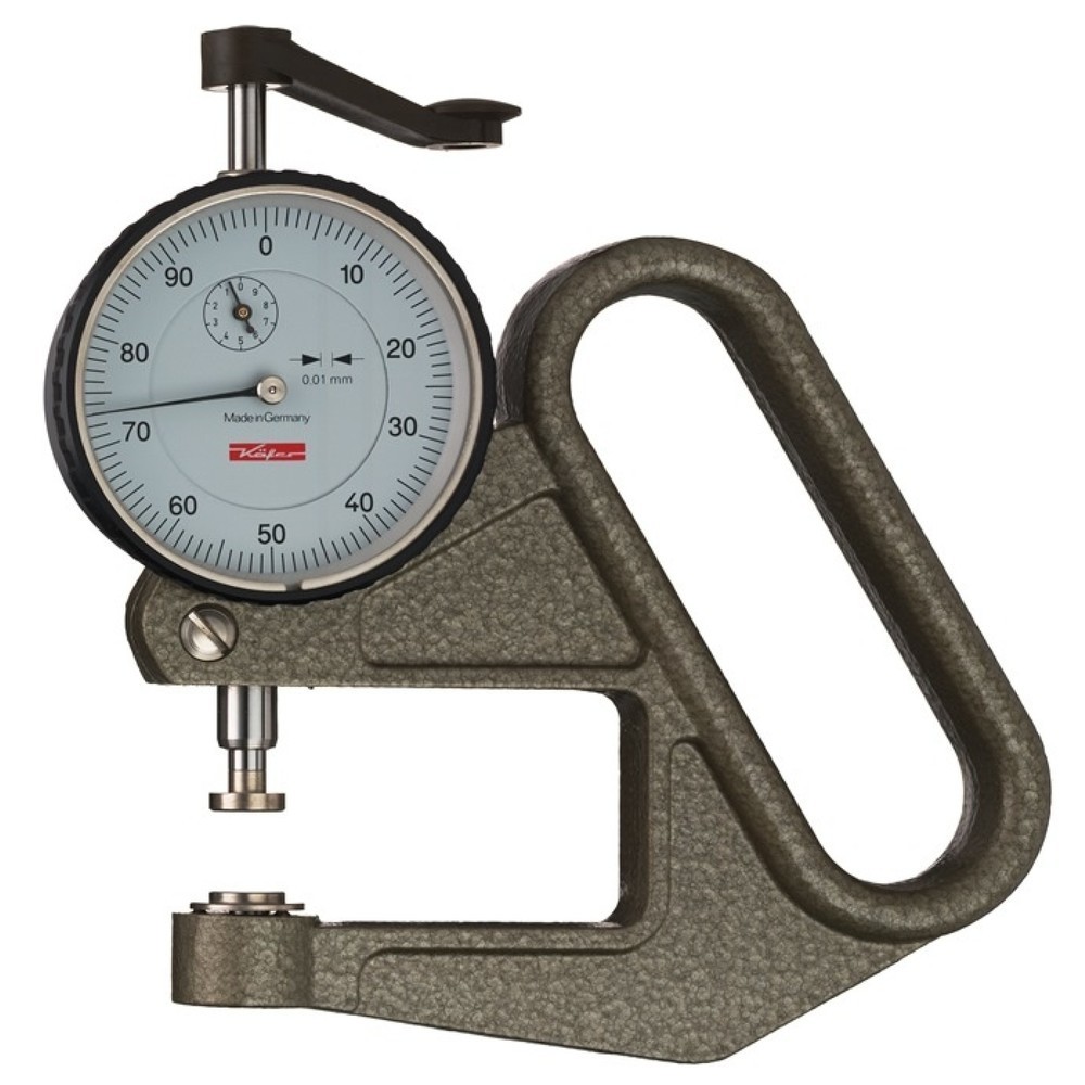 Produktabbildung: KÄFER Dickenmessgerät J 50, flach 10=c mm, 0-10 mm Ablesung 0,01 mm
