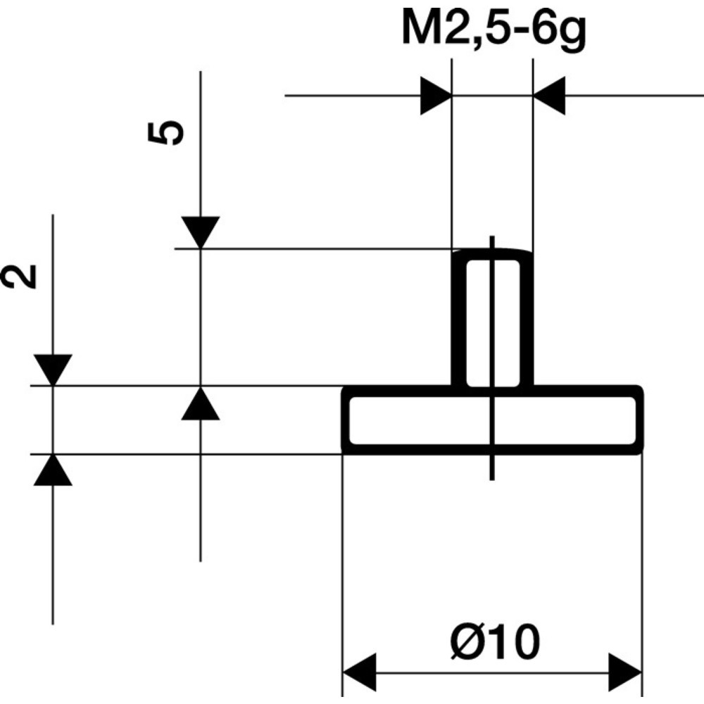 Produktabbildung: KÄFER Messeinsatz, M2,5 Stahl, Ø 20 mm plan, passend zu Messuhren