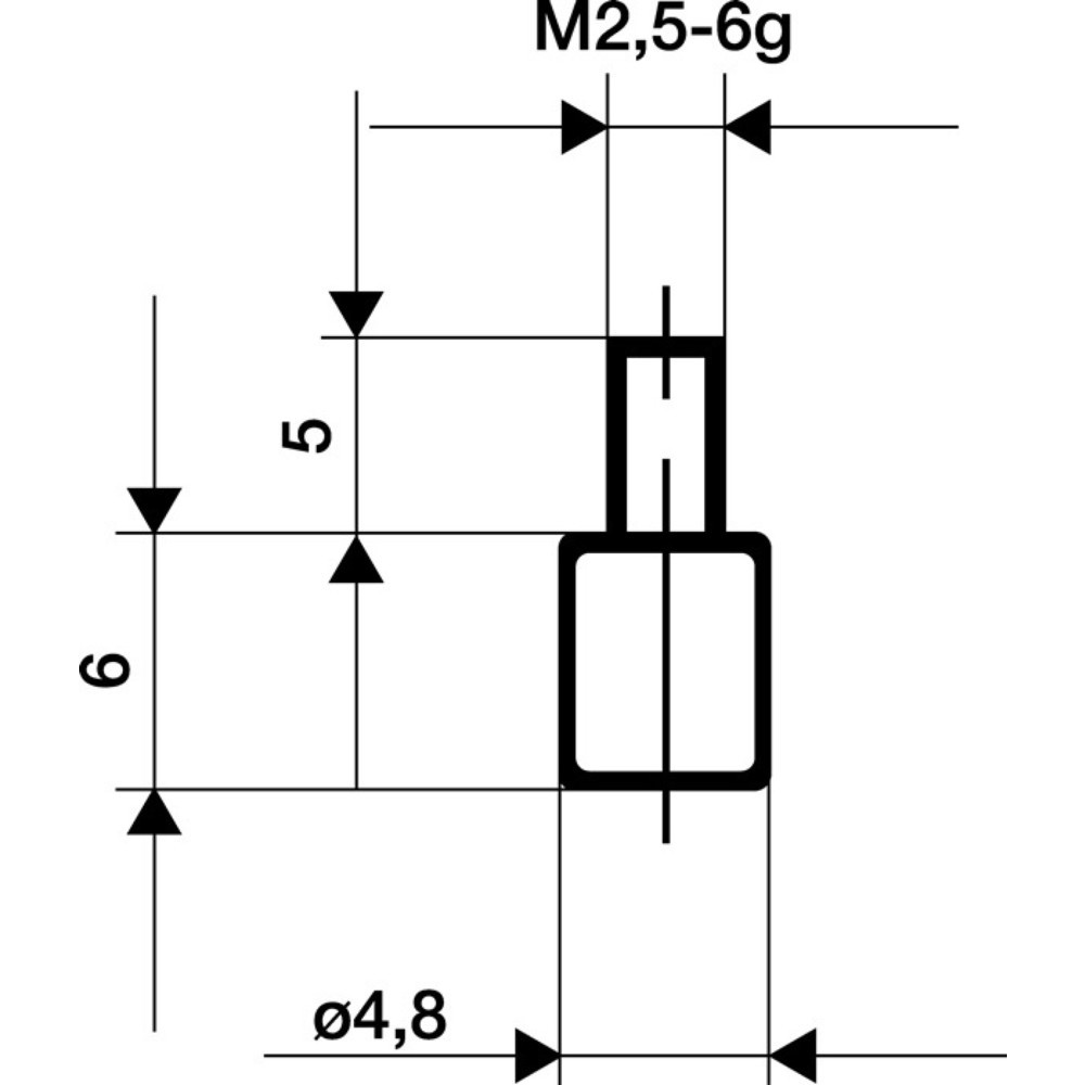 Produktabbildung: KÄFER Messeinsatz, M2,5 Stahl, Ø 4,8 mm plan, passend zu Messuhren