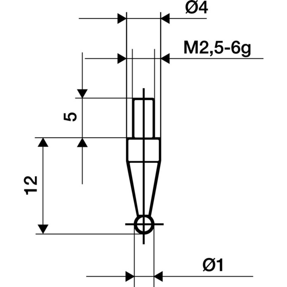 Produktabbildung: KÄFER Messeinsatz, M2,5 Stahl, Ø 3 mm Kugel, passend zu Messuhren