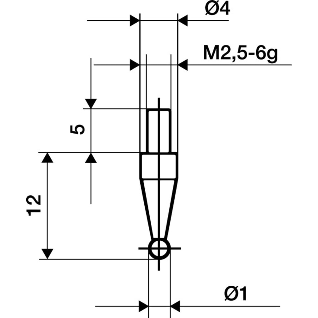 KÄFER Messeinsatz, M2,5 Stahl, Ø 3 mm Kugel, passend zu Messuhren Produktabbildung: KÄFER Messeinsatz, M2,5 Stahl, Ø 3 mm Kugel, passend zu Messuhren