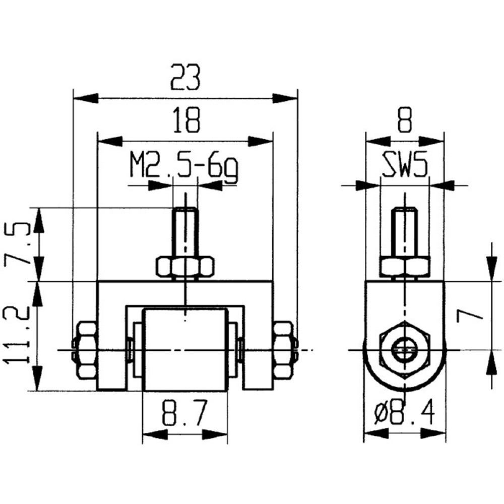 Produktabbildung: KÄFER Messeinsatz, M2,5 Stahl, Ø 8,4 mm Rolle, passend zu Messuhren