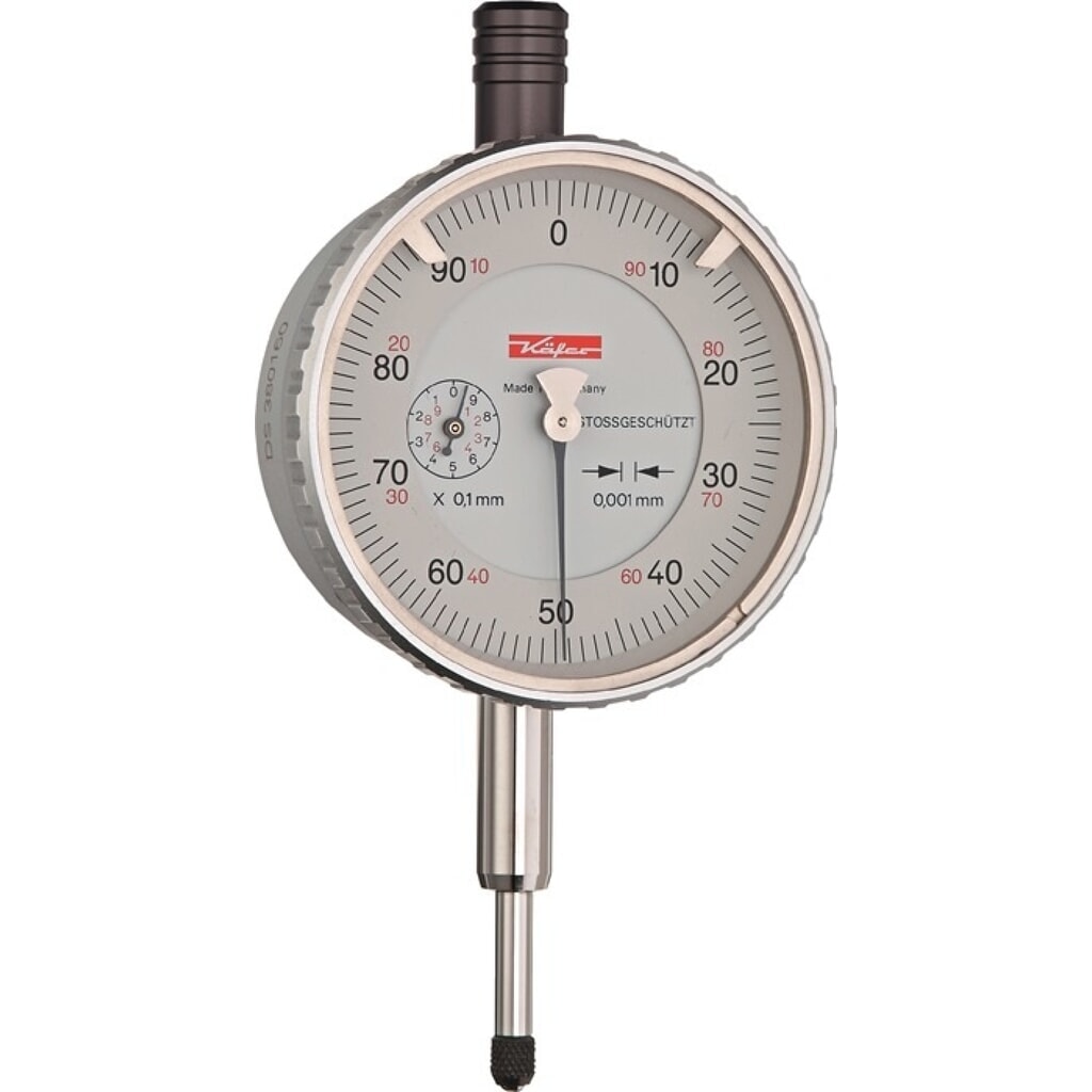Produktabbildung: KÄFER Messuhr FM1101, mit Stoßschutz, 1 mm Ablesung 0,001 mm