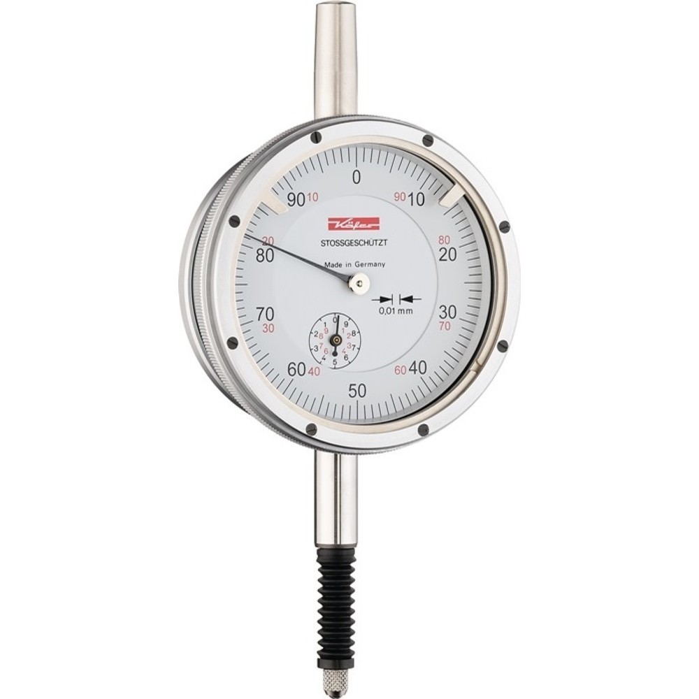 Produktabbildung: KÄFER Messuhr M2 SW, mit Stoßschutz, 10 mm Ablesung 0,01 mm