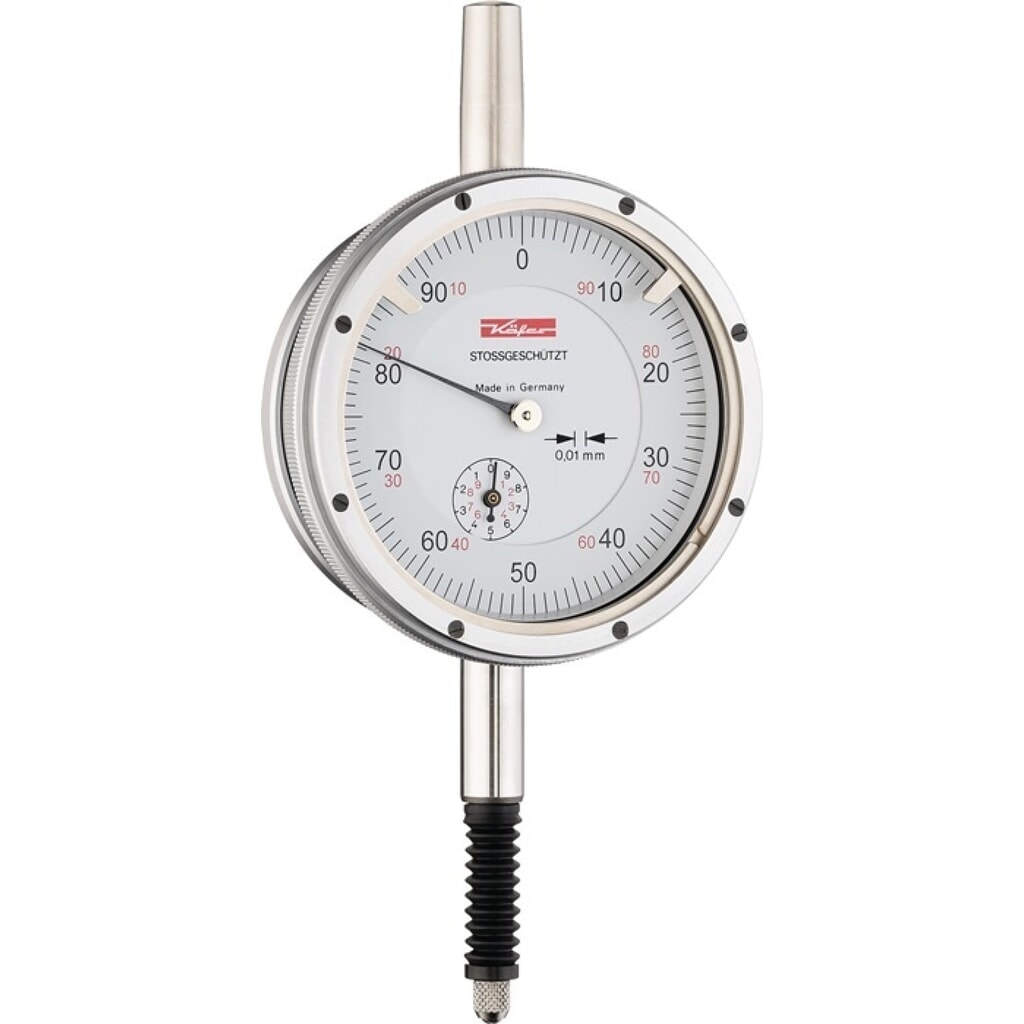 Produktabbildung: KÄFER Messuhr M2 SW, mit Stoßschutz, 10 mm Ablesung 0,01 mm