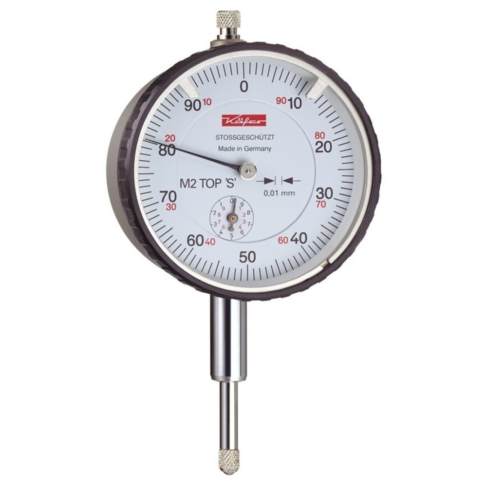 Produktabbildung: KÄFER Messuhr M2 Top S, mit Stoßschutz, 10 mm Ablesung 0,01 mm