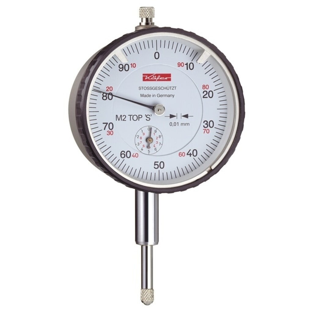 Produktabbildung: KÄFER Messuhr M2 Top S, mit Stoßschutz, 10 mm Ablesung 0,01 mm