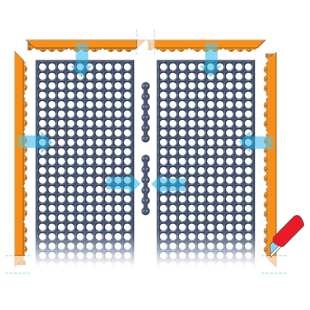 Produktabbildung Nr. 2: Kantenleiste für NoTrax Anti-Ermüdungsmatte aus Nitrilgummi, männlich, BxL 910 x 52 mm, orange
