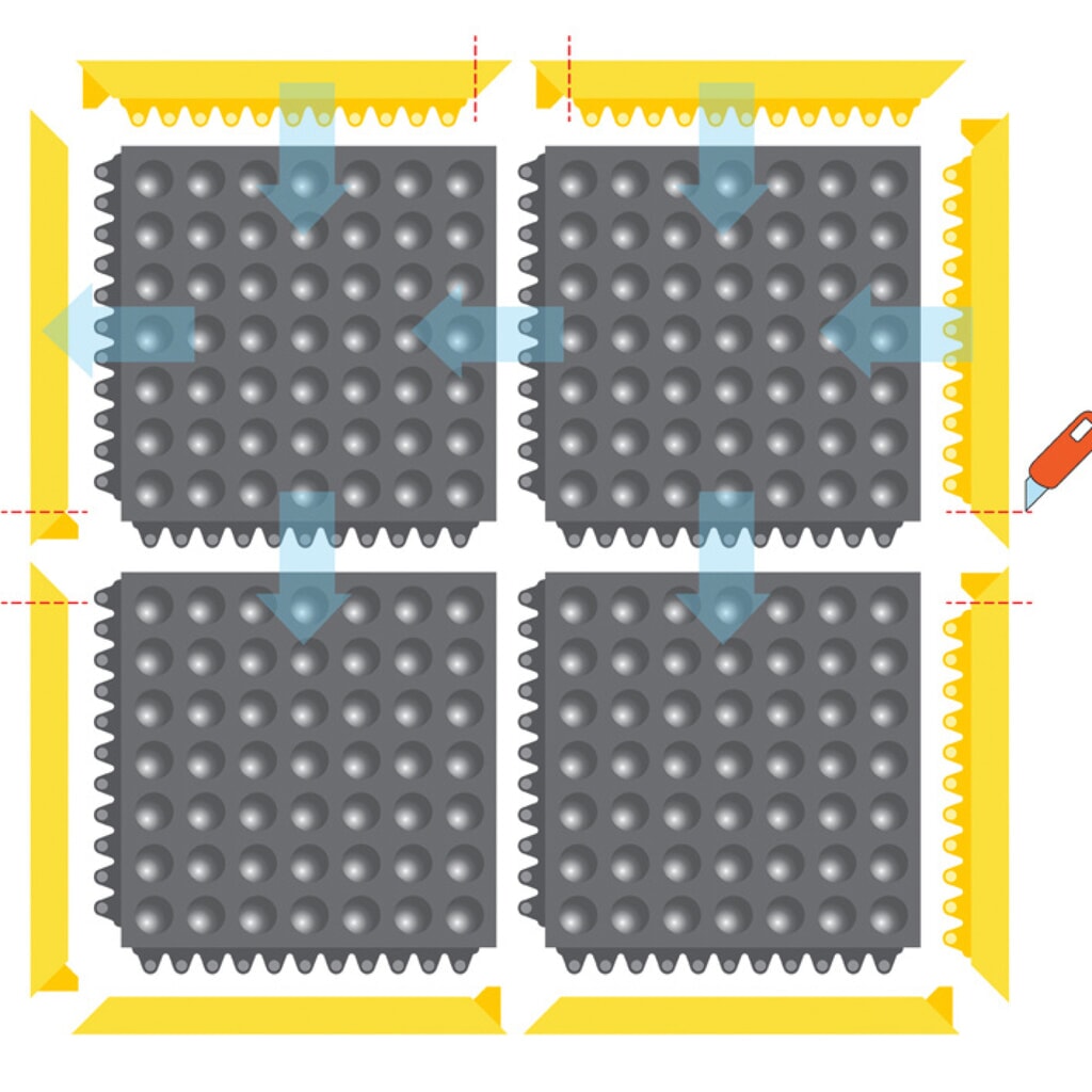 Produktabbildung: Bodenplatte für NoTrax Schweißer-Arbeitsplätze, Stecksystem, BxL 910 x 910 mm