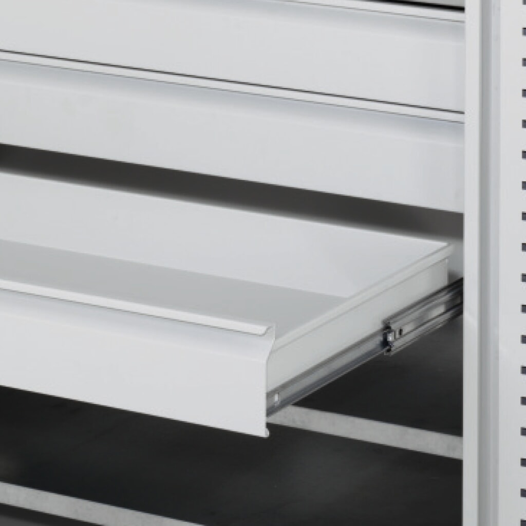 Produktabbildung Nr. 3: Kappes Magazinschrank mit Fachböden, HxBxT 1.950 x 1.130 x 590 mm, 8 Stück, RasterPlan Lochplattentür, 51 Lagersichtkästen, lichtgrau