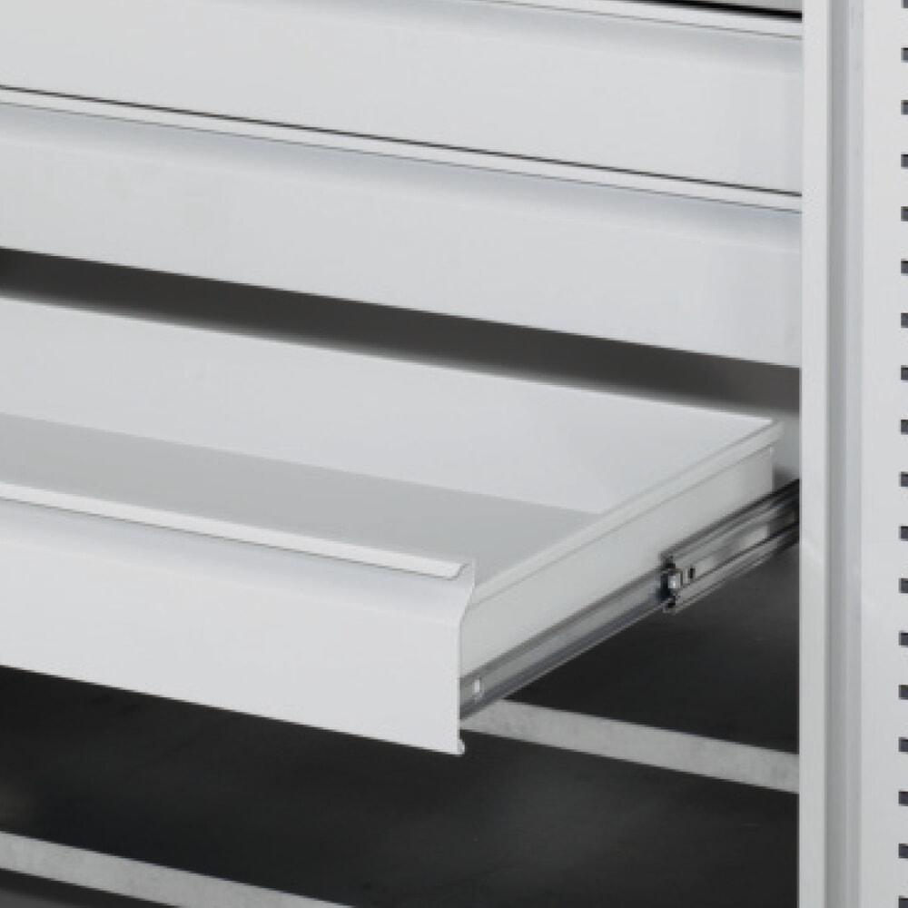 Produktabbildung Nr. 7: Kappes Magazinschrank mit Schubladen, 1.950 x 1.130 x 590 mm, 7 Böden, 1 Schublade, 44 Lagersichtkästen, RasterPlan Lochplattentür, lichtgrau