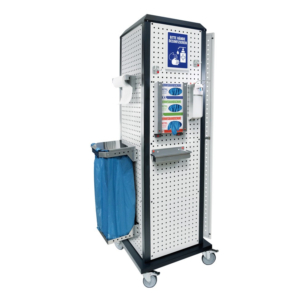 Produktabbildung: Kappes RasterPlan Hygienestation, mobil, mit Tür und einem Fachboden, HxBxT 2.175 x 700 x 700 mm, Modell 1