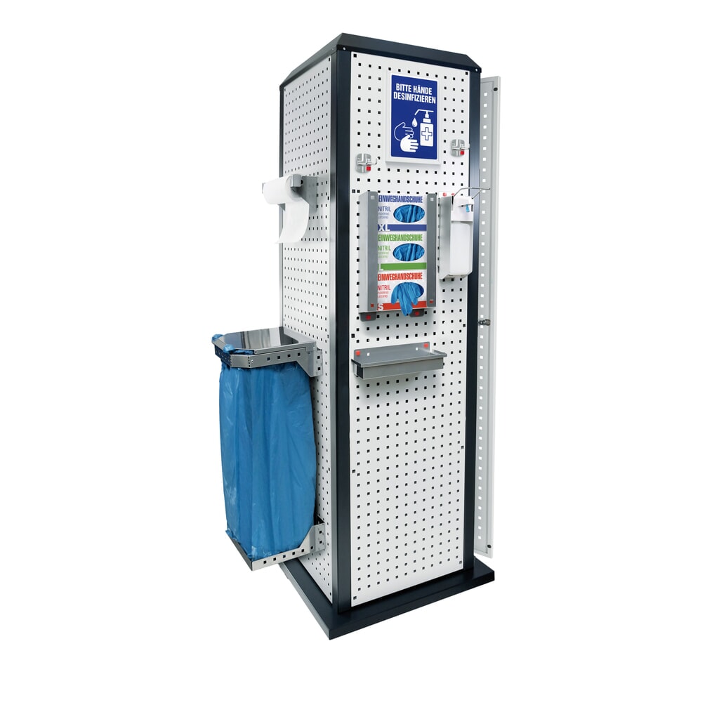 Kappes RasterPlan Hygienestation, stationär, mit Tür und einem Fachboden, HxBxT 2.015 x 700 x 700 mm, Modell 3 Produktabbildung: Kappes RasterPlan Hygienestation, stationär, mit Tür und einem Fachboden, HxBxT 2.015 x 700 x 700 mm, Modell 3