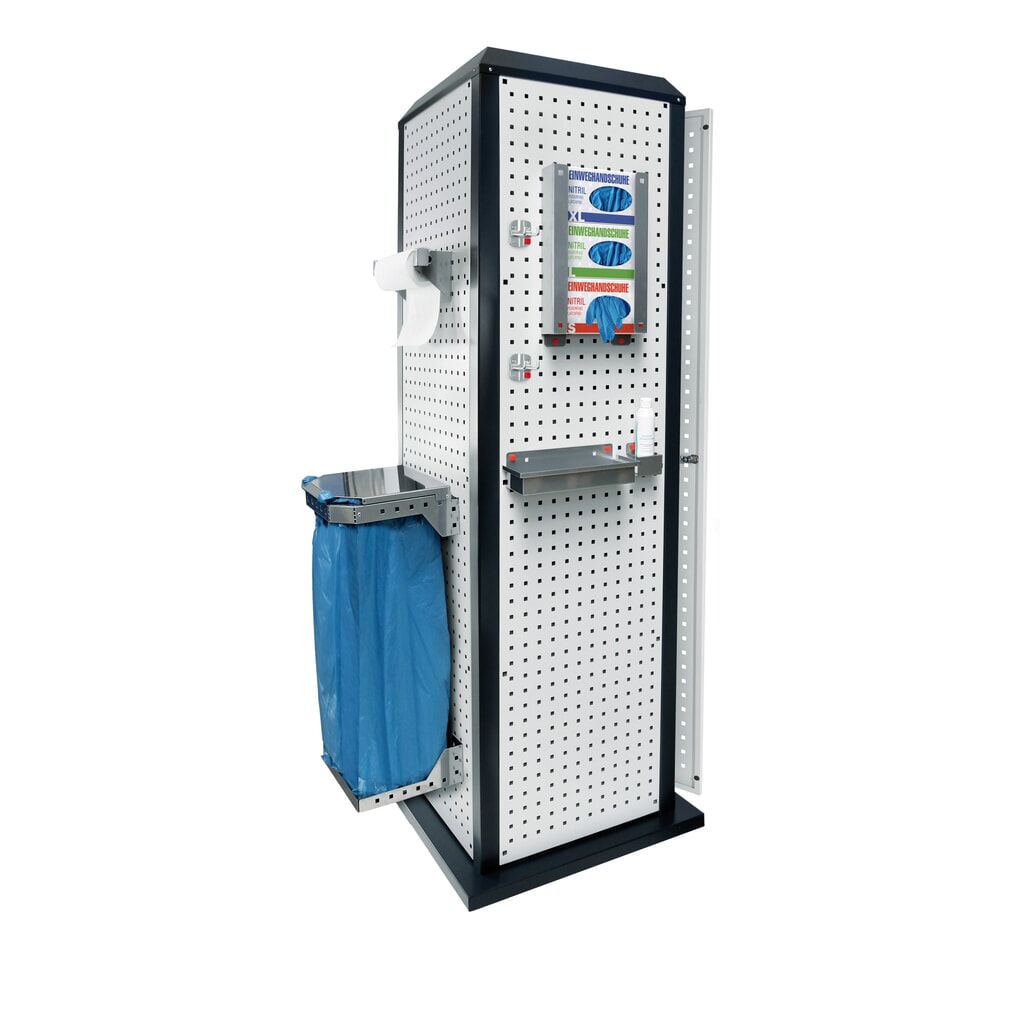 Kappes RasterPlan Hygienestation, stationär, mit Tür und einem Fachboden, HxBxT 2.015 x 700 x 700 mm, Modell 2 Produktabbildung: Kappes RasterPlan Hygienestation, stationär, mit Tür und einem Fachboden, HxBxT 2.015 x 700 x 700 mm, Modell 2
