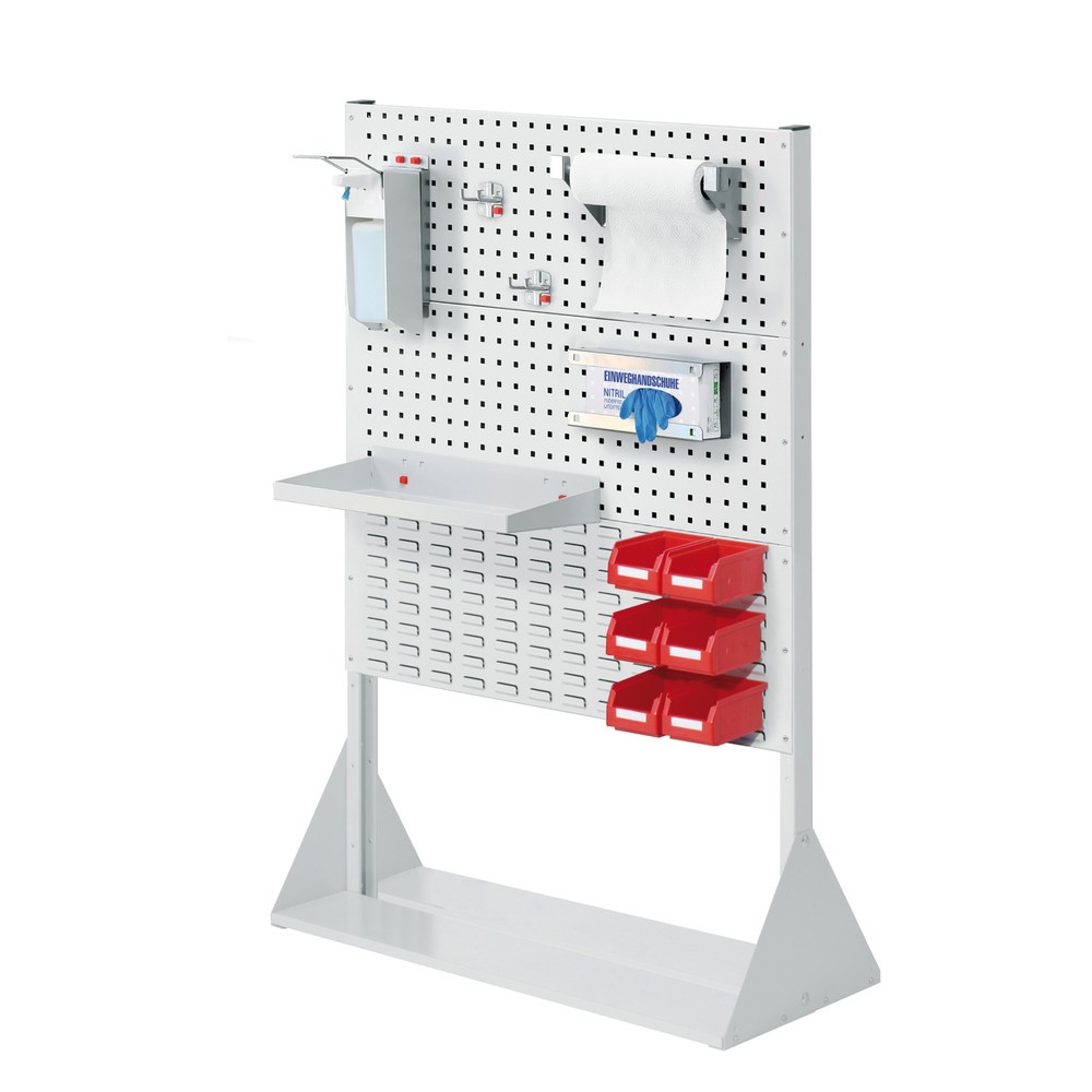 Produktabbildung: Kappes RasterPlan® Hygienestation, Stellwand mit 2 Lochplatten, HxBxT 1.450 x 1.000 x 430 mm, Modell 4