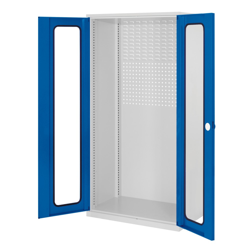 Produktabbildung: Kappes ®RasterPlan Schubladenschrank Leergehäuse, HxBxT  1.950 x 1.000 x 600 mm, Sichtfenstertüren, lichtgrau, enzianblau