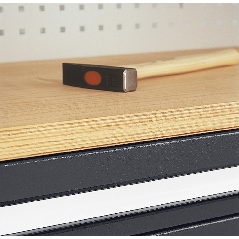 Produktabbildung Nr. 5: Kappes ®RasterPlan Schubladenschrank mit Werkbankplatte Multiplex, HxBxT 1.950 x 1.000 x 600 mm, 1 Fachboden, 3 Schubladen, Türinnenseite: Schlitzplatten, lichtgrau, anthrazitgrau