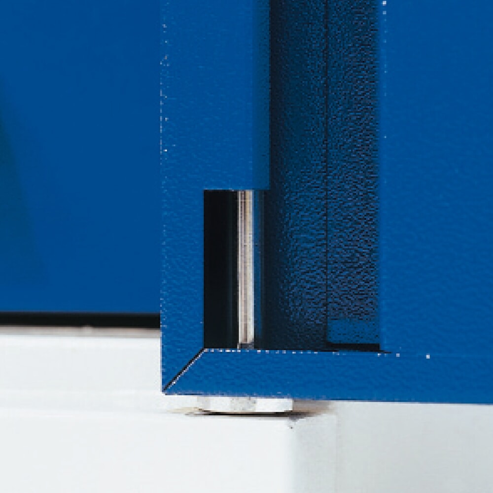 Produktabbildung Nr. 8: Kappes ®RasterPlan Schubladenschrank mit Werkbankplatte Multiplex, HxBxT 1.950 x 1.000 x 600 mm, 1 Fachboden, 3 Schubladen, Türinnenseite: Schlitzplatten, lichtgrau, enzianblau