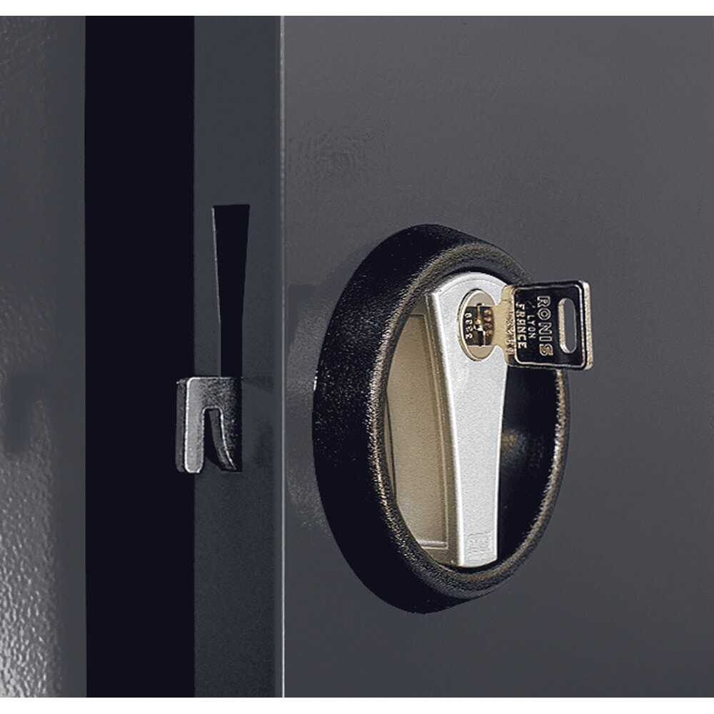 Produktabbildung Nr. 3: Kappes ®RasterPlan Schubladenschrank mit Werkbankplatte Multiplex, HxBxT 1.950 x 1.000 x 600 mm, 2 Fachböden, 2 Schubladen, Türinnenseite: Lochplatten, lichtgrau, anthrazitgrau
