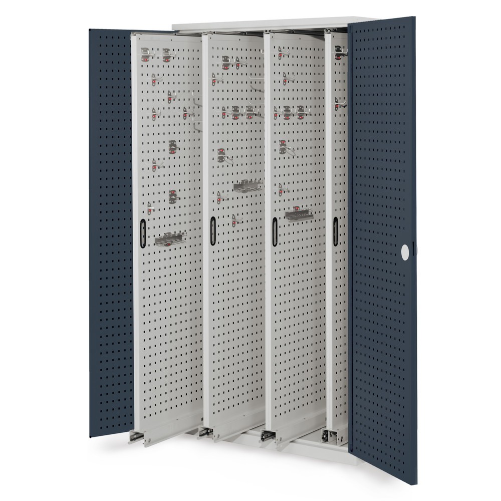 Produktabbildung: Kappes ®RasterPlan Vertikalschrank, HxBxT 1.950 x 1.000 x 600 mm, 4 Auszüge mit Lochplatten, Lochplattentür, lichtgrau, anthrazitgrau