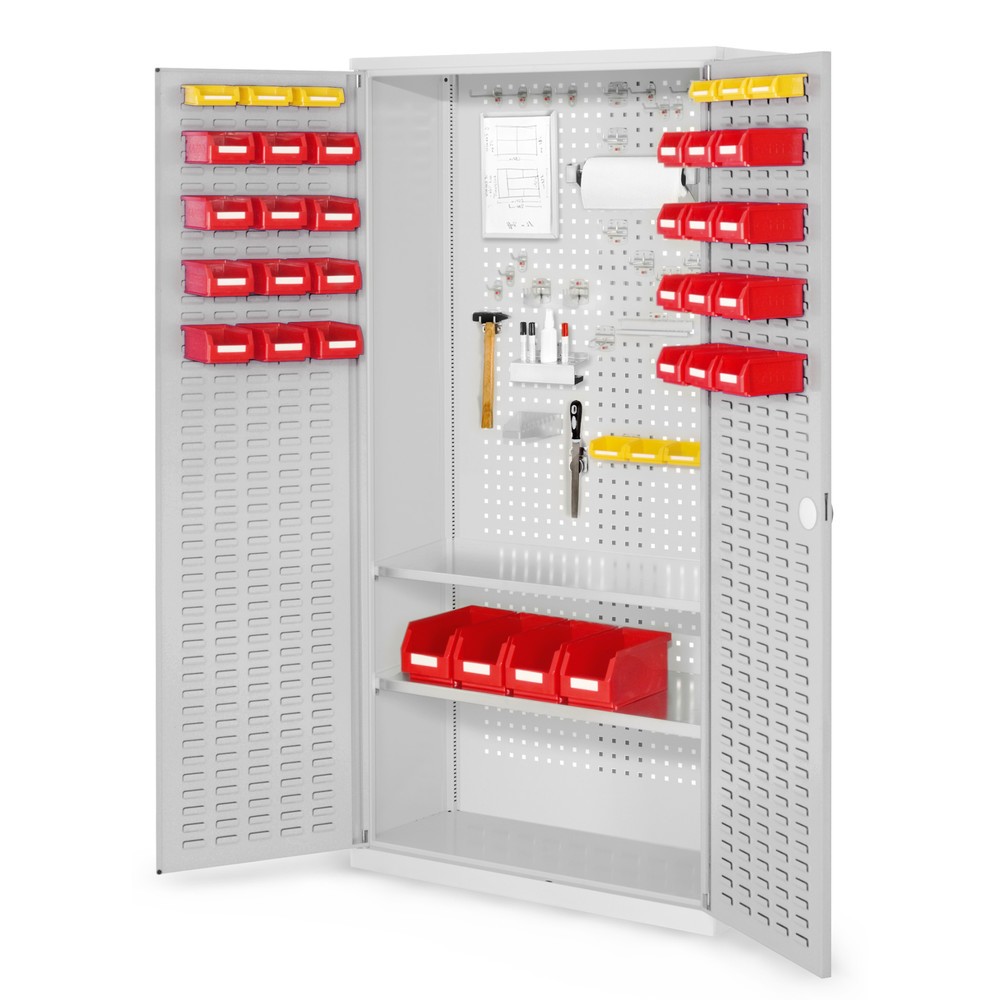 Produktabbildung: Kappes ®RasterPlan Werkzeugschrank, HxBxT 1.950 x 1.000 x 410 mm, 2 Fachböden, Türinnenseite Schlitzplatten, lichtgrau