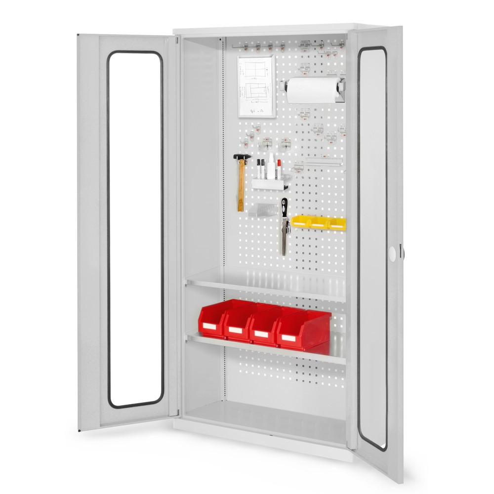 Produktabbildung: Kappes ®RasterPlan Werkzeugschrank, HxBxT 1.950 x 1.000 x 410 mm, 2 Fachböden, Sichtfenstertür, lichtgrau