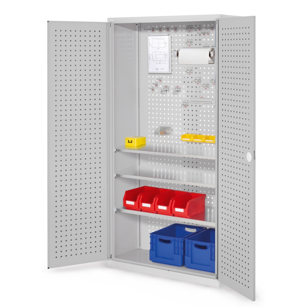 Produktabbildung: Kappes ®RasterPlan Magazinschrank, HxBxT 1.950 x 1.000 x 410 mm, 3 Fachböden, Türinnenseite Lochplatten, lichtgrau