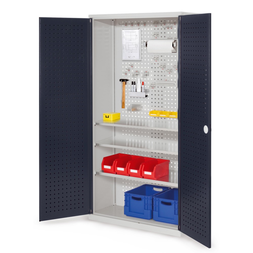 Produktabbildung: Kappes ®RasterPlan Magazinschrank, HxBxT 1.950 x 1.000 x 410 mm, 3 Fachböden, Türinnenseite Lochplatten, lichtgrau, anthrazitgrau