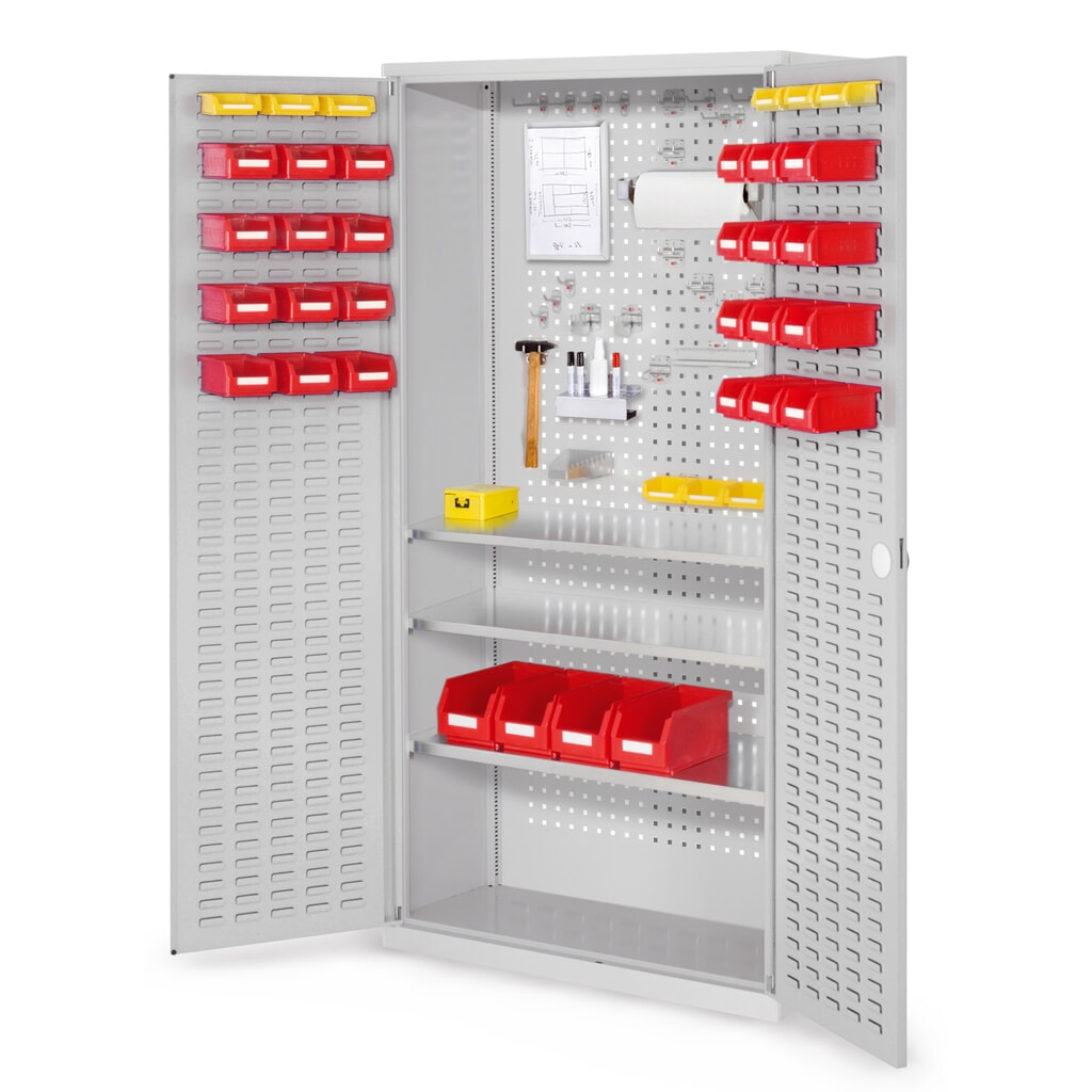 Kappes RasterPlan Magazinschrank, HxBxT 1.950 x 1.000 x 410 mm, 3 Fachböden, Türinnenseite Schlitzplatten, lichtgrau Produktabbildung: Kappes RasterPlan Magazinschrank, HxBxT 1.950 x 1.000 x 410 mm, 3 Fachböden, Türinnenseite Schlitzplatten, lichtgrau