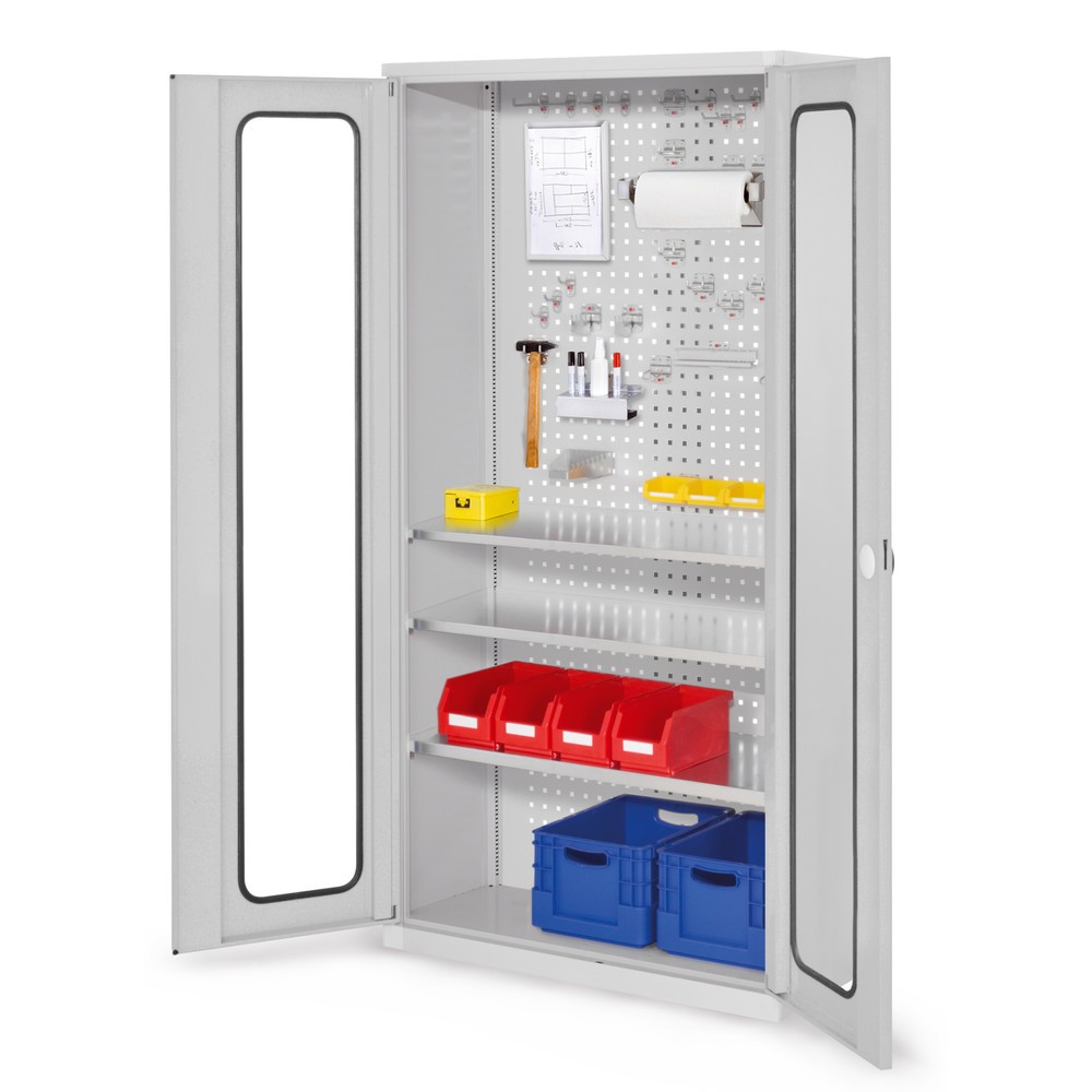Produktabbildung: Kappes ®RasterPlan Magazinschrank, HxBxT 1.950 x 1.000 x 410 mm, 3 Fachböden, Sichtfenstertür, lichtgrau