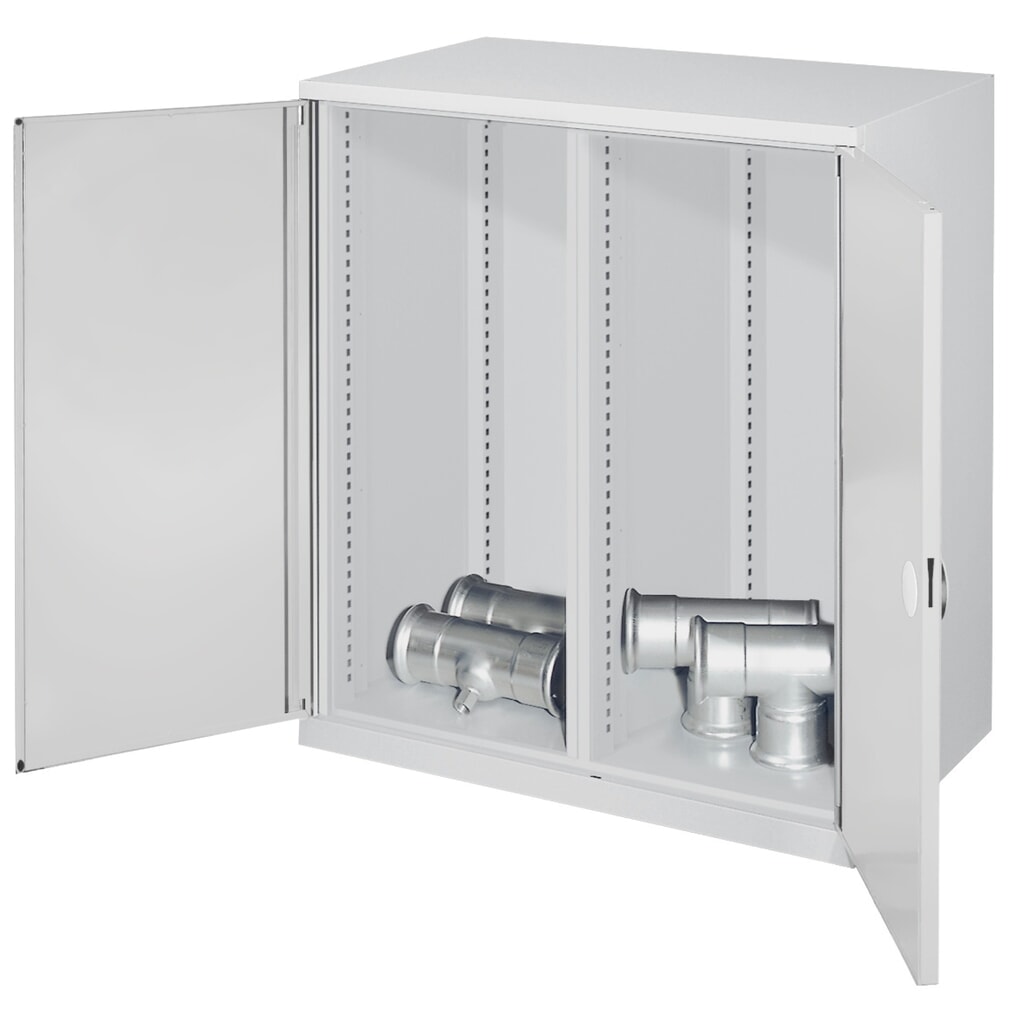 Kappes Schwerlast-Beistellschrank mit Mitteltrennwand, Doppelwandtür, HxBxT 1.110 x 1.000 x 600 mm, lichtgrau Produktabbildung: Kappes Schwerlast-Beistellschrank mit Mitteltrennwand, Doppelwandtür, HxBxT 1.110 x 1.000 x 600 mm, lichtgrau